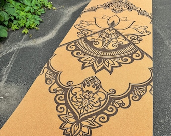 Lotus Cork Yoga Mat: Sustainable Rubber, 5mm Thick, Carry Strap