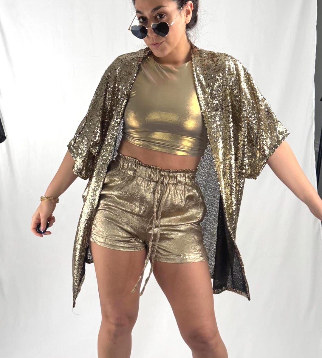 Golden Techno Robe Gold Sequin Kimono Robe Jacket - Festival/ Rave/ Party/ Costume Fashion ...