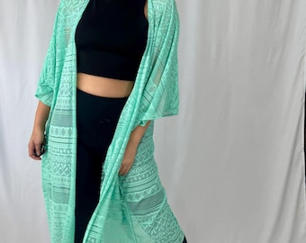 Lace Festival Kimono - Boho Style - Tulum Beach Duster Robe - Beach Cover Up