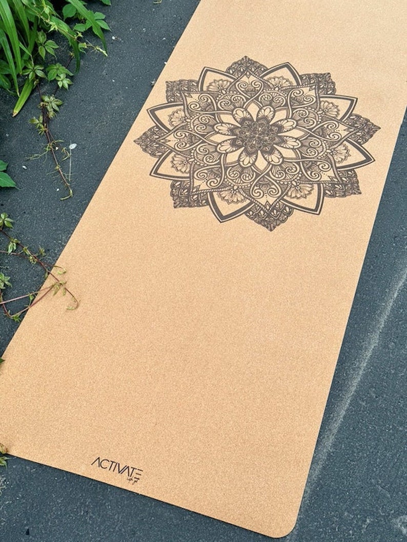 Mandala Zen Pattern Cork Yoga Mat 5mm thick