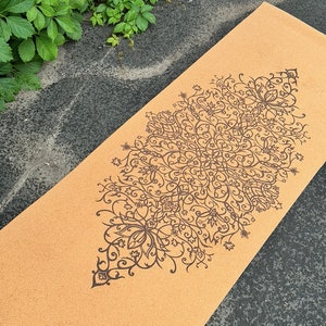 Cork Yoga Mat -boho floral- Eco-Friendly Sustainable Mat with Natural Rubber 5mm thick!