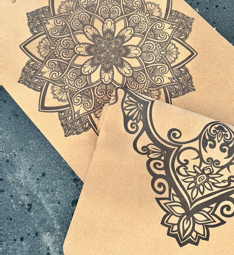 Mandala and Lotus Yoga Mat Close up