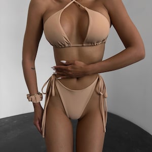 Sexy Bikini Set | Beige Two Piece Swimsuit | Bikini Set | Two Piece Swimwear | Beige Swimsuit