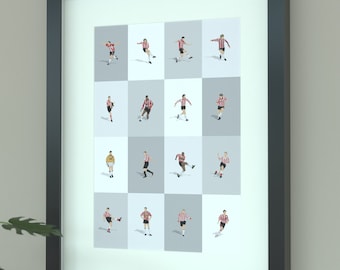 Sheffield United Legends Illustrated Art Print - Blades Icons Poster Gift