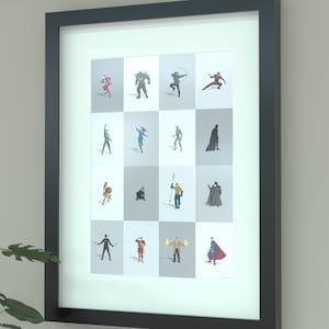 Superheroes Comicbook Characters Illustrated Print Wall Art