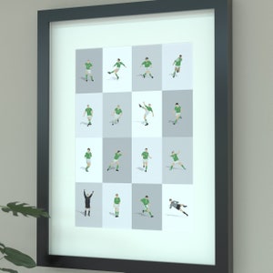 Republic of Ireland National Team Football Legends Print - Iconic Football Poster Gift