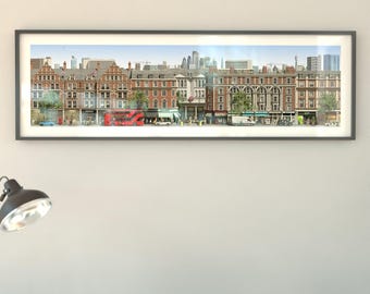 Londres - Lámina panorámica ilustrada de la ciudad (sin marco)