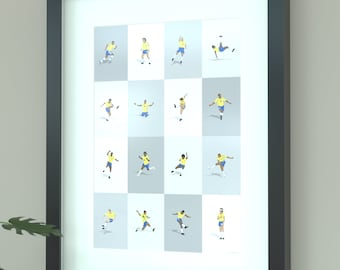 Brasil / Brasil Football Leyendas del fútbol Impresión ilustrada