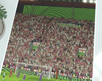 Jarrod Bowen Winning Goal Illustrated Art Print - West Ham 2023 European Champions Final Poster Gift