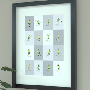 Norwich City Legends Illustrated Art Print - Canaries Poster Gift
