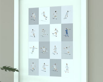 Real Madrid Legends Illustrated Art Print - Bernabéu Icons Poster Gift