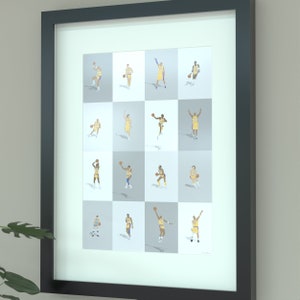 LA Lakers Basketball Legends Print | Wall Art | Lakers Stars History Poster