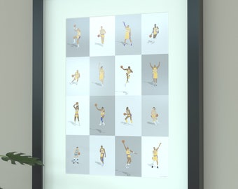 LA Lakers Basketball Legends Print | Wall Art | Lakers Stars History Poster