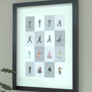 The Beatles Illustrated Art Print - Vintage Retro Wall Decor - Iconic Band Poster - Music Lovers Gift