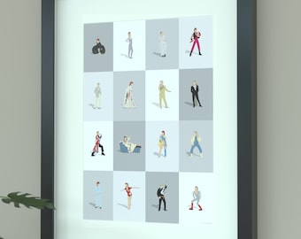 David Bowie Illustrated Art Print - Ziggy Stardust Poster - Retro Glam Rock Wall Decor - Iconic Music Legend Gift