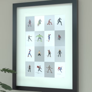 Superhero Comicbook Characters Illustrated Print Wall Art