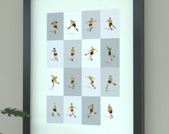 Wolverhampton Wanderers Legends Illustrated Art Print - Wolves Icons Poster Gift