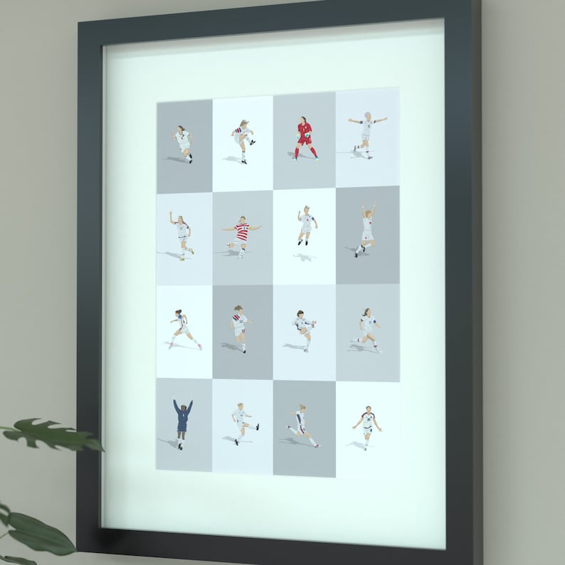 USA Women’s National Team Football Soccer Legends Illustrated Art Print - Iconic USWNT Soccer Poster Gift image 4