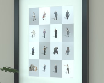 The Walking Dead Illustrated Print - Rick Grimes, Daryl Dixon Art Poster