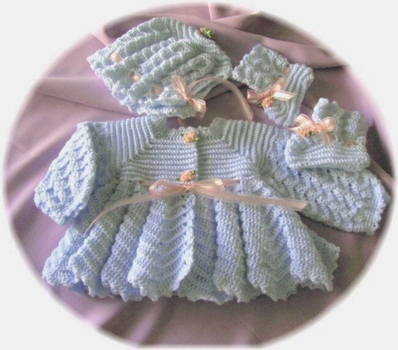 Crochet Pattern for Baby Ripple Stitch Sweater Bonnet and | Etsy