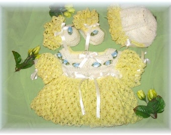 Crochet Pattern for Baby Sweater Set---Jasmine Sweater, Bonnet and Booties