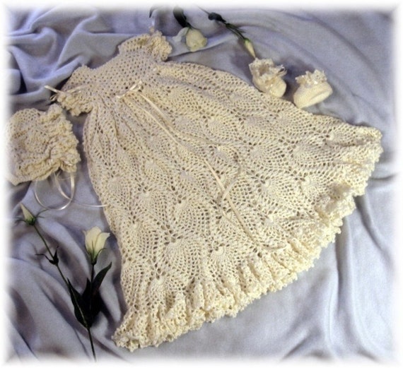 pineapple crochet christening gown pattern