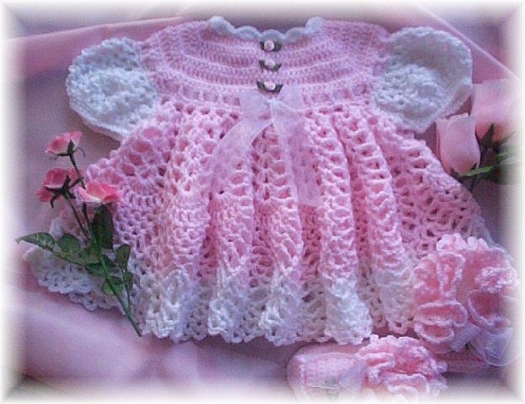 Crochet Pattern for Baby Girl.......... Pink Rose Baby Dress - Etsy