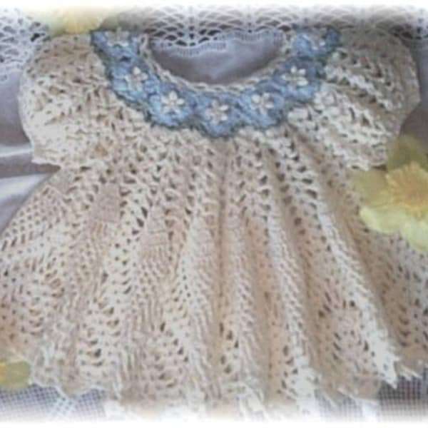 Crochet Pattern for Baby----Dainty Doily Baby Dress Crochet Pattern