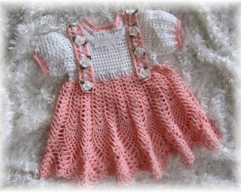 Crochet Pattern Dress for Baby Girl --- Peaches and Cream Baby Dress
