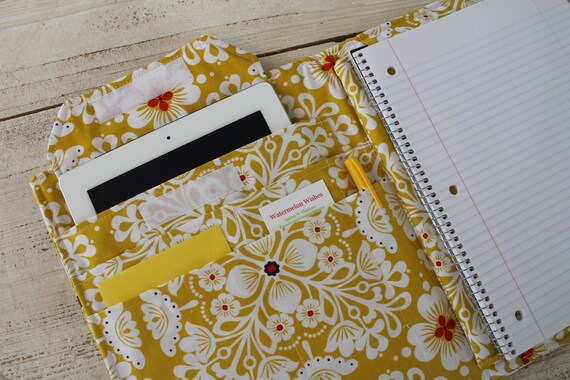 Spiral Note Pad Ipad Desk Organizer Fabric Cover Etsy