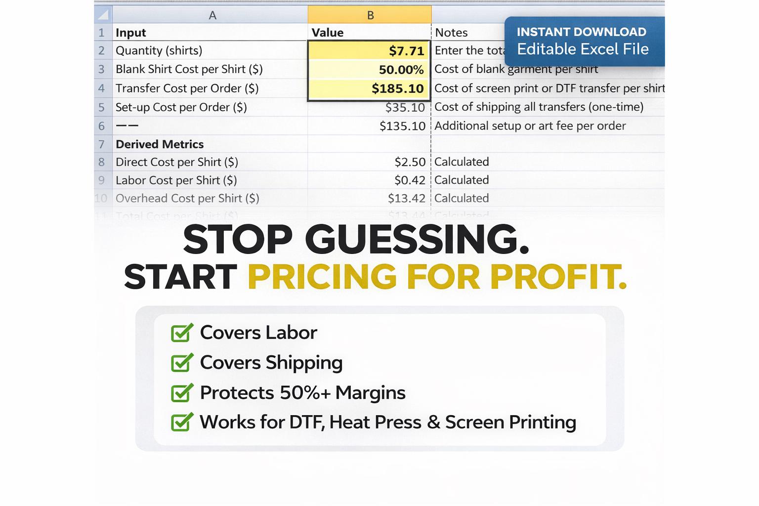 Custom T-shirt Pricing Calculator – Hit 50% Profit Every Order 
