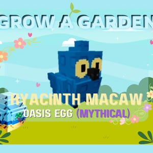 Roblox Grow A Garden - HYACINTH MACAW | Oasis Egg Mythical Pet (1 PIECE)