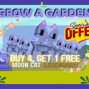 Roblox Grow A Garden - BUY 4 GET 1 FREE - Moon Cat | Twilight Shop Legendary Pet (1 Set of 5 Pets) | Read Listing Description First