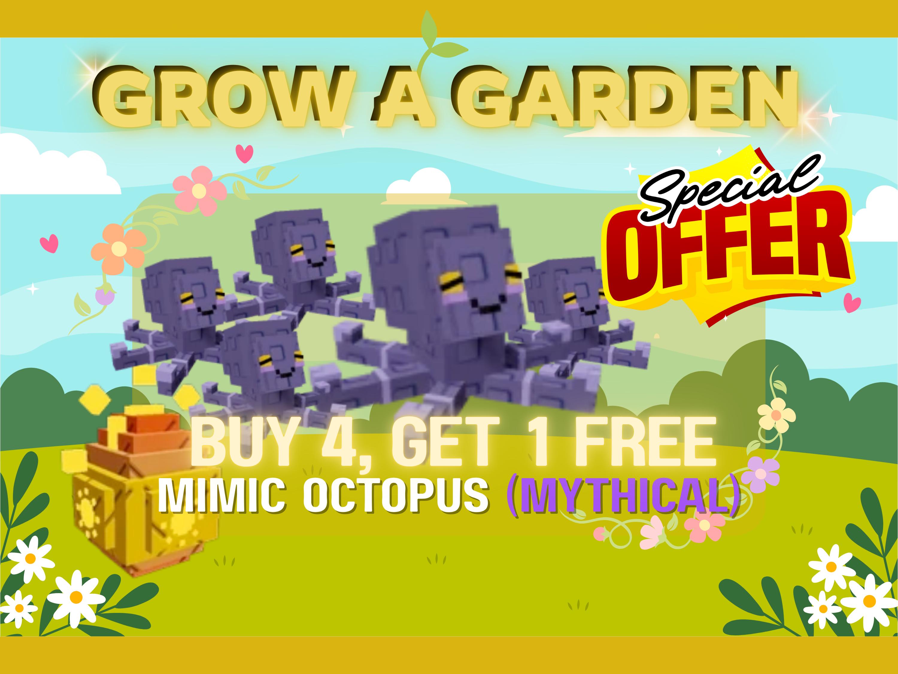 Roblox Grow A Garden - BUY 4 GET 1 FREE - Mimic Octopus | Paradise Egg Mythical Pet (1 Set of 5 Pets) | Read Listing Description First