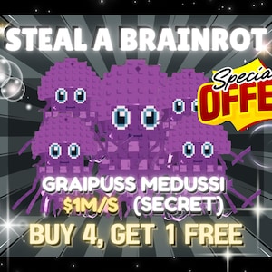 Roblox Steal A Brainrot - BUY 4 GET 1 FREE - Graipuss Medussi | Secret | 1M/S | (1 Set of 5 Pieces)