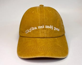 Casquette Chýba mi môj pes – Casquette de base-ball délavée vintage unisexe jaune