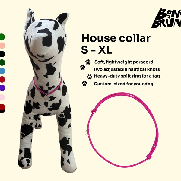 Adjustable Dog House Collar Neon Pink. Tag Collar. Custom Dog Collar. Handcrafted Paracord Dog Collar. Tiny Dog Collar. Dog Lover gift.