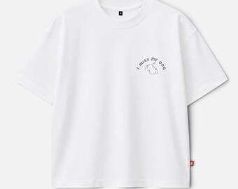 T-shirt pour amoureux des chiens. Haut unisexe blanc. Mon chien en coton imprimé pour animaux de compagnie me manque. Surdimensionné
