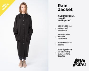 Oversize Rain Jacket – Full-Length Waterproof Coat with Hood & Pockets | One Size | Black
