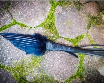 SALE Small Crow Smudge Fan. 14" Smudge Feather. Raven. Crow. Feather. Crow Feather Fan. Black. Raven Fan. Crow Fan. Feather for Smudge.