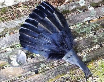 20 Feather Extra Large Crow Raven Smudge Fan. Smudge Feather. Raven. Crow. Feather. Crow Feather Fan Black Raven Fan Crow Fan Feather Smudge