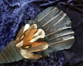 SPRING SALE Extra Large Owl Crow Raven Smudge Fan. Smudge Feather. Owl Fan. Feather. Crow Feather Fan. Raven Fan. Feather for Smudge.