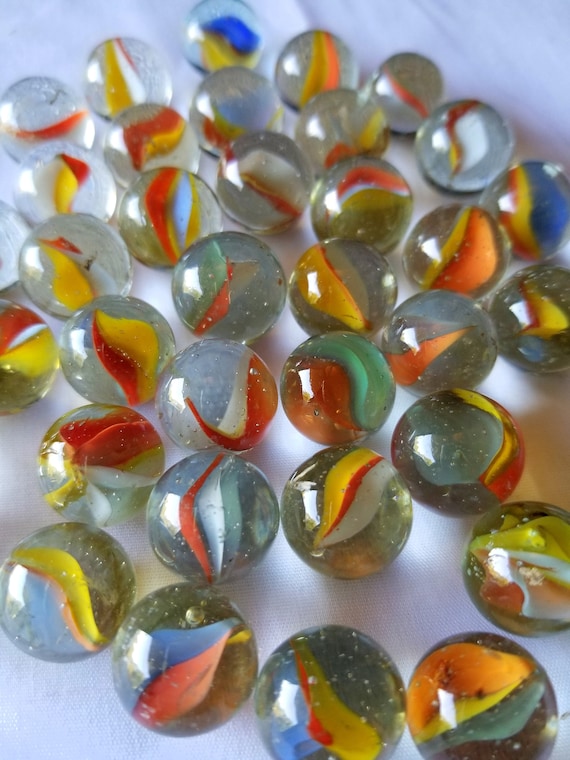 1" Vintage blown Glass Marble Transparent Swirl Cats Eye orange yellow 1" Vintage blown Glass Marble Transparent Swirl Cats Eye orange yellow