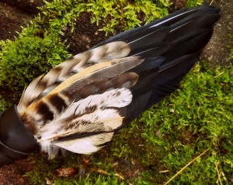 Smudge Fan. Owl Crow Raven. Smudge Feather. Feather. Crow Owl Feather Fan. Black. Raven Fan. Crow Fan. Feather for Smudge. Native American