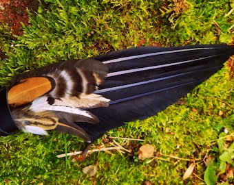 Smudge Fan. Owl Crow Raven. Smudge Feather. Feather. Crow Owl Feather Fan. Black. Raven Fan. Crow Fan. Feather for Smudge. Native American