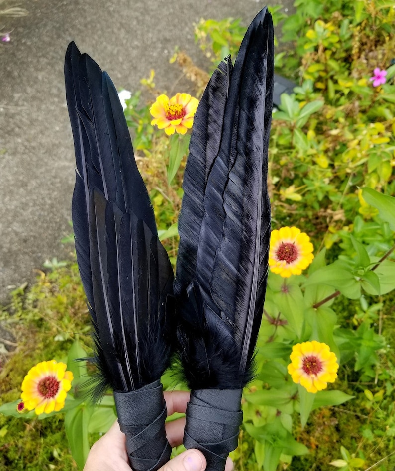 SPRING SALE Smudge Fan. Smudge Feather. Raven. Crow. Feather. Crow Feather Fan. Black. Raven Fan. Crow Fan. Feather for Smudge. Native. image 6