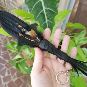 New Year SALE! Miniature Keychain Smudge Fan. Owl Crow Raven. Smudge Feather. Crow Owl Feather Raven Fan. Crow Fan. Feather for Smudge.