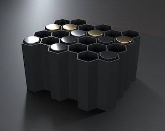 Honeycomb Lipstick Holder, 24 Slot Makeup Organizer for Lip Gloss, Mascara & Brushes, 3D Printed Vanity Storage Stand