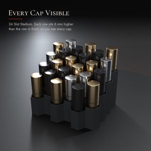 Honeycomb Lipstick Holder, 24 Slot Makeup Organizer for Lip Gloss, Mascara & Brushes, 3D Printed Vanity Storage Stand, Tiered Option image 3