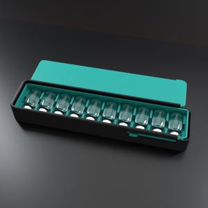 3ml Vial Case, 10 Slot Slide Lock Hard Case for Vials, Two Color Peptide Vial Organizer & Travel Storage Box image 2